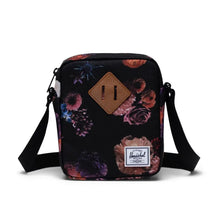 Load image into Gallery viewer, Front view of the black crossbody bag with flower pattern.