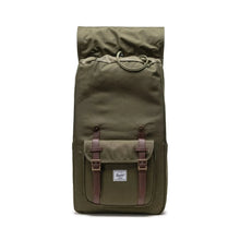 Load image into Gallery viewer, Front view of the ivy green backpack with the top flap lid folded back.