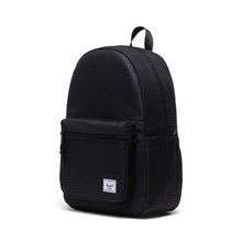 Load image into Gallery viewer, Angled view of the black backpack with hounds tooth print.