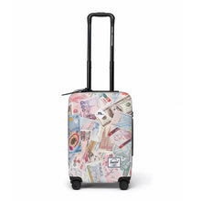 Load image into Gallery viewer, Front panel view of the hard shell suitcase with the telescopic handle extended.