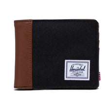Load image into Gallery viewer, Front view of the Hank Wallet in black and tan.