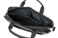 Load image into Gallery viewer, Interior view of the black leather briefcase.