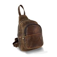 Load image into Gallery viewer, DayTrekr Distressed Leather Crossbody - Brown
Image of Front Angled View
Dimensions: 11 x 7"