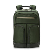 Load image into Gallery viewer, Briggs & Riley HTA Medium Slim Expandable Backpack - Hunter
Image of Front Panel View with 3 Section Design.
Dimensions: 16 in x 10.5 in x 6 in
Weight: 2.15 lbs.