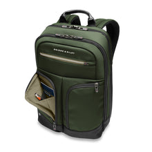 Load image into Gallery viewer, Briggs & Riley HTA Medium Slim Expandable Backpack - Hunter
Image of Front Angled View Showing Organizer Zip Pocket for quick access to passport, pen, smart phone, etc.
Dimensions: 16 in x 10.5 in x 6 in
Weight: 2.15 lbs.