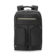 Load image into Gallery viewer, Briggs & Riley HTA Medium Slim Expandable Backpack - Black
Image of Front Panel View
Dimensions: 16 in x 10.5 in x 6 in
Weight: 2.15 lbs.