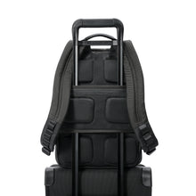 Load image into Gallery viewer, Briggs & Riley HTA Medium Slim Expandable Backpack - Black
Image of Back Panel Attachment Feature allowing this backpack to ride along the telescoping handle of your trolley carry-on bag.
Dimensions: 16 in x 10.5 in x 6 in
Weight: 2.15 lbs.