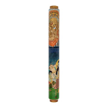 Load image into Gallery viewer, Front view of the fountain pen on a white background. The cap features a detailed painting of Ganesha as he pays respect to his parents Lord Shiva and Goddess Parvati. The body of the pen shows his parents and brothers together.