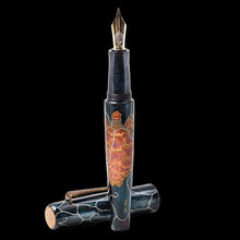 Load image into Gallery viewer, Front view of the Fountain Pen on a black background. The cap is set behind the barrel.