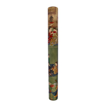 Load image into Gallery viewer, Set on a white background: The Japanese Tea House Fountain Pen with the cap on. The art features a Japanese White House with Geisha depicted in different scenes.
