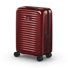 Load image into Gallery viewer, Angled front panel view of the red suitcase.