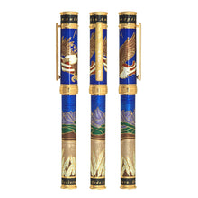 Load image into Gallery viewer, Full view of the rollerball pen America the Beautiful in Sapphire Blue with gold vermeil