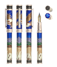 Load image into Gallery viewer, Full front view of theAmerica The Beautiful Fountain Pen in Sapphire Blue