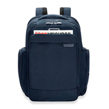 Load image into Gallery viewer, Briggs & Riley Baseline Traveler Backpack - Navy
Image of Front Kangaroo Pocket allowing you quick access to magazine or newspaper
Height Width Depth Weight
US 18 in. 12 in. 8.8 in. 3.3 lbs.
EU 45.7 cm 30.5 cm 22.4 cm 1.5 kg