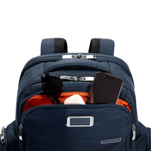 Load image into Gallery viewer, Briggs & Riley Baseline Traveler Backpack - Navy
Image of Front Business organizer for your sunglasses, charger cables, smart phone, etc.
Height Width Depth Weight
US 18 in. 12 in. 8.8 in. 3.3 lbs.
EU 45.7 cm 30.5 cm 22.4 cm 1.5 kg