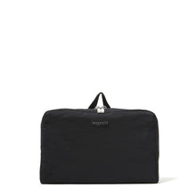 Load image into Gallery viewer, Front view of the folded black bag. Set on a white background.