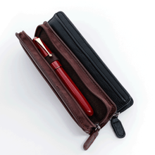 Load image into Gallery viewer, Bella Soft Black Leather Zippered Single Pen Case