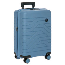 Load image into Gallery viewer, Front angled view of the blue suitcase on a white background.
