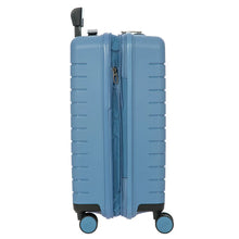 Load image into Gallery viewer, Side view of the suitcase on a white background. The expandable feature is zipped open.