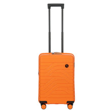 Load image into Gallery viewer, Front view of the suitcase with the telescopic handle pulled all the way up. Set on a white background.