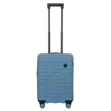 Load image into Gallery viewer, Front view of the suitcase with the telescopic handle pulled all the way up. Set on a white background.
