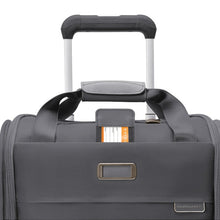 Load image into Gallery viewer, Close up to the front panel where an ID card is tucked in the front compartment. You can write your name and contact information.