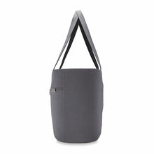 Load image into Gallery viewer, Side Panel View of the steel gray traveler tote bag.