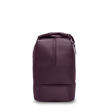 Load image into Gallery viewer, Side panel view of the purple weekender tote bag .