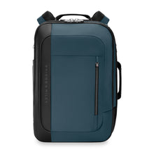 Load image into Gallery viewer, Front panel view of the ocean blue backpack duffle bag.