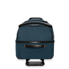 Load image into Gallery viewer, Top panel view of the ocean blue backpack duffle.
