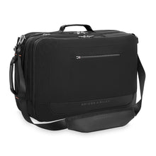Load image into Gallery viewer, Angled front panel view of the black briefcase.