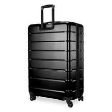Load image into Gallery viewer, Angled back panel view of the black hard shell suitcase.