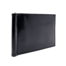 Load image into Gallery viewer, Sierra Italian Leather Money Clip Wallet - Black - Angled View