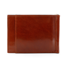 Load image into Gallery viewer, Sierra Italian Leather Money Clip Wallet - Cognac -  Back with small pocket