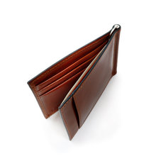 Load image into Gallery viewer, Sierra Italian Leather Money Clip Wallet - Cognac -  Top View