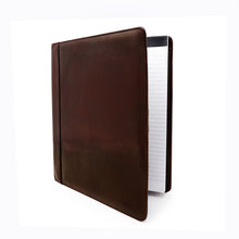 Load image into Gallery viewer, Sierra Italian Leather Letter Pad Folio - Brown -  Angled View: Front