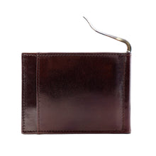 Load image into Gallery viewer, Sierra Italian Leather Money Clip Wallet - Brown - Back with Money Clip Raised