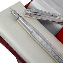 Load image into Gallery viewer, Caran d'Ache Chevron Silver Plated Ecridor  Fountain Pen - Medium Nib