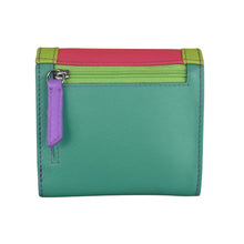 Load image into Gallery viewer, Back panel view of the wallet, featuring a zipper-closing pocket.