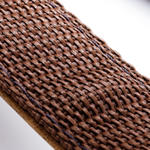 Load image into Gallery viewer, DayTrekr Distressed Leather Slim Crossbody Tablet Messenger - Brown
Closeup view of basket woven webbing on back side of leather shoulder strap to provide unmatched strength and durability
Dimensions: 11.5 x 10 x 1