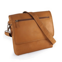 Load image into Gallery viewer, DayTrekr Slim Crossbody Messenger - Tan
Image of interior main compartment featuring a pocket that is ideal for your e-tablet, also features an interior zip pocket and key ring.
Dimensions: 11.5 x 10 x 1"