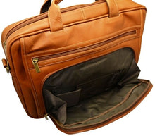 Load image into Gallery viewer, DayTrekr Colombian Slim Leather Brief - Tan
Closeup Image of U-Shaped Zippered Accessory Pocket for quick access to smart phone, power bank, pens and other business accessories.
Dimensions:  16.5 x 12.5 x 3"
Weight:           4.5 lbs.