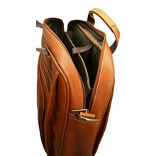 Load image into Gallery viewer, DayTrekr Colombian Slim Leather Brief - Tan
Image of Right-Facing Side Panel, with main compartment unzipped to show inside protected compartment for laptop and or tablet.
Dimensions:  16.5 x 12.5 x 3"
Weight:           4.5 lbs.