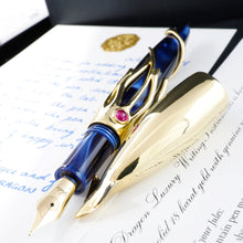 Load image into Gallery viewer, Dragon Jules Verne Solid 18K Gold Squid Limited Edition Fountain Pen w/ Rubies close up