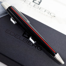 Load image into Gallery viewer, Edelberg Sloop EB-1001 - Black Resin w/ Red Racing Stripe Rollerball Pen - Floor Model