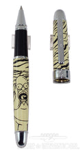 Load image into Gallery viewer, The front view of the pen is shown on a white background. The pen has the cap removed, and set to the right. The pen's design features Homer Simpson in a parody of "The Scream" by Edvard Munch. The pen's trims are gray/chrome.
