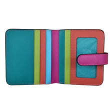 Load image into Gallery viewer, Interior view of the wallet with varying credit card compartment colors.