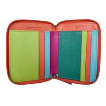 Load image into Gallery viewer, Interior view of the green Paradise zip wallet.