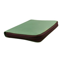 Load image into Gallery viewer, Angled view of the green sage wallet.