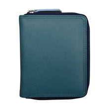 Load image into Gallery viewer, Front view of the Denim blue wallet.